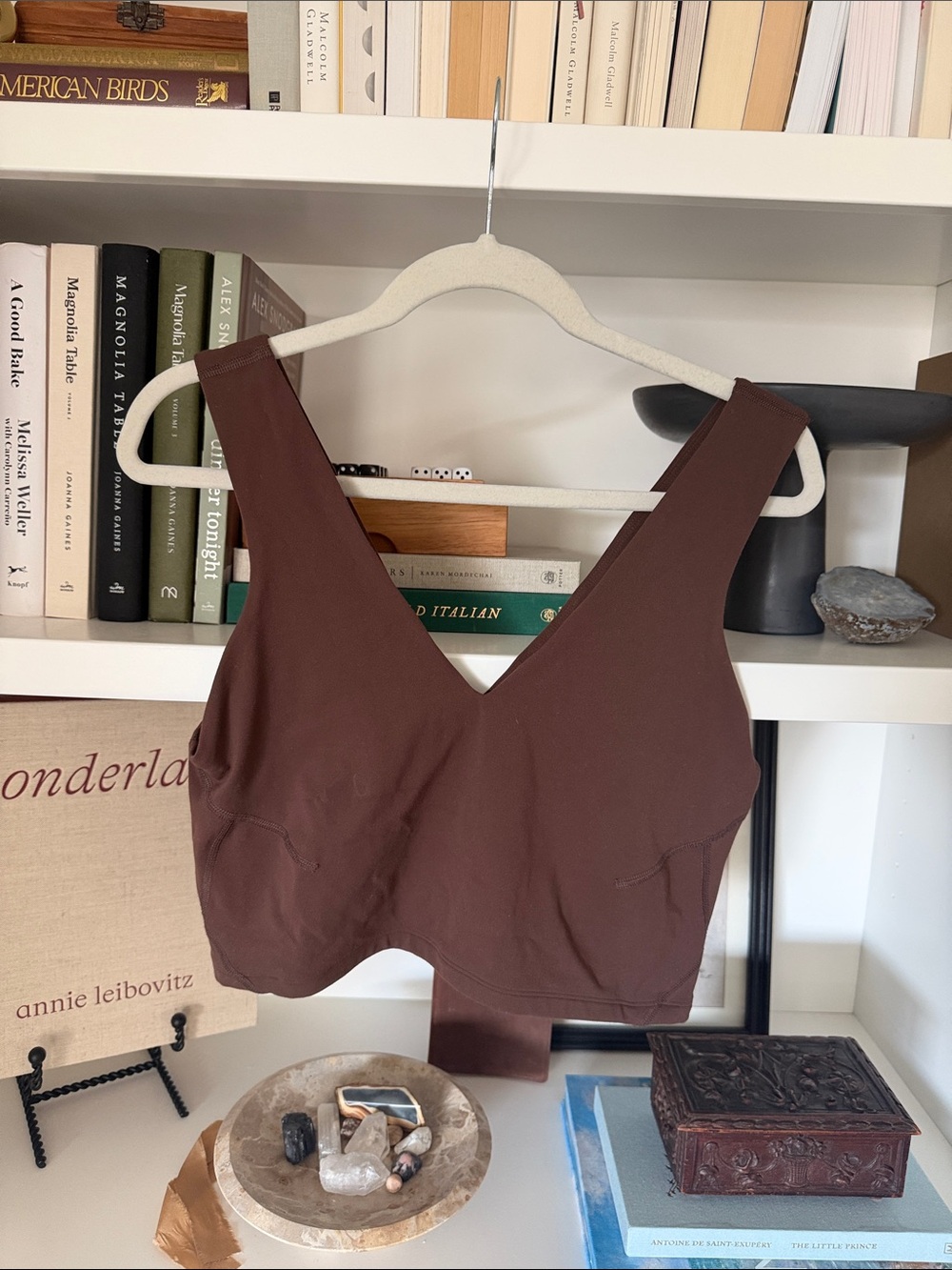 Women's V-Neck Brown Everyday Crop Top